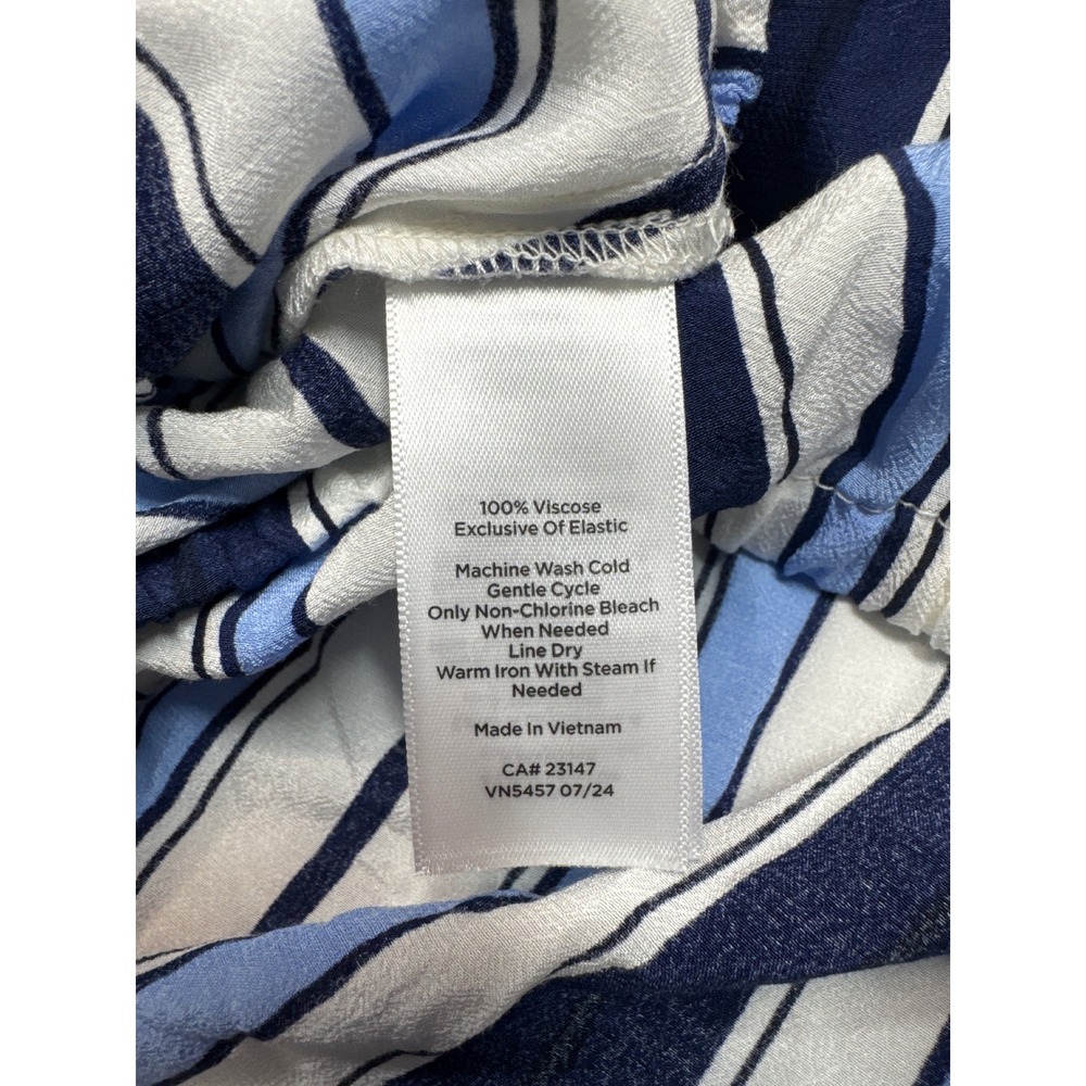 Talbots Blue White Striped Wrap Front Blouse Smocked Cuff Top Large NWT - Picture 6 of 6